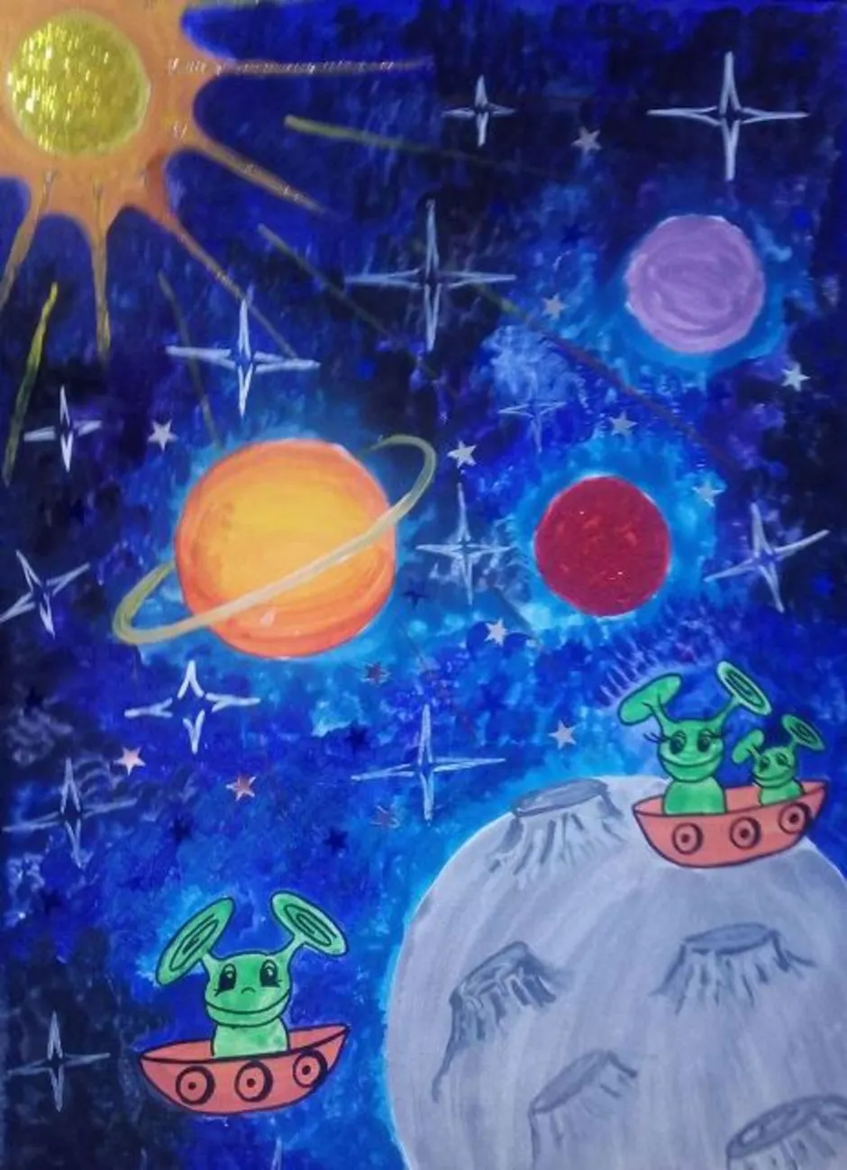 Рисунок на тему космос. Рисунок на космическую тему. Детские рисунки на тему космос. Рисование для детей космос. Конкурс мир космоса