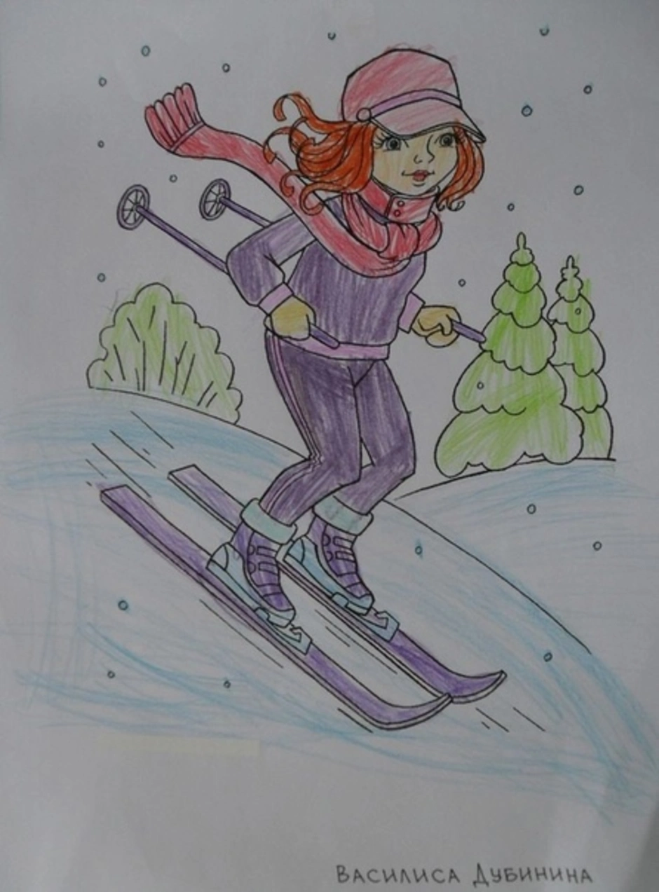 Лыжник 3 класс. Рисование зимние виды спорта. Рисунок на тему спорт. Детские рисунки на тему спорт. Зимние виды спорта рисунок.