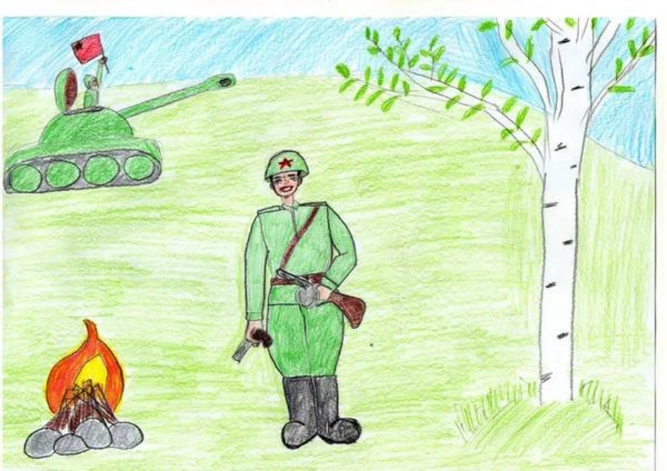 Рисунок на военную тему легкие