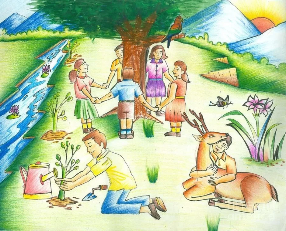Тему наведи. Экология иллюстрация. Рисунок на тему природа. Друзья на природе. Рисунок на тему человек и природа.