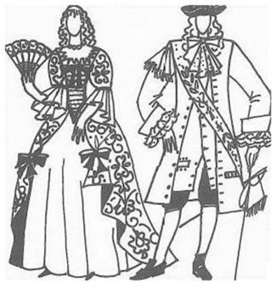 Костюм на бал рисунок. Эскиз костюма Западной Европы 17 века. Мужской костюм эпохи Барокко 17 век. Западноевропейский костюм 17 века рисунок.