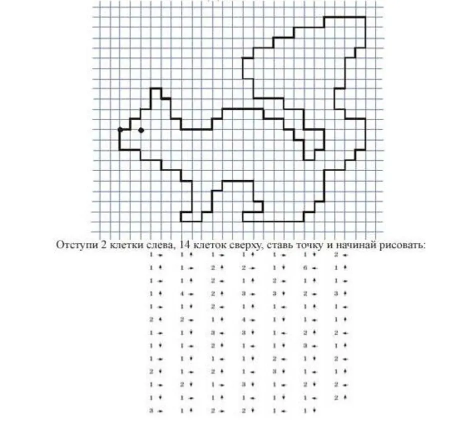 Инструкция рисунка по клеточкам