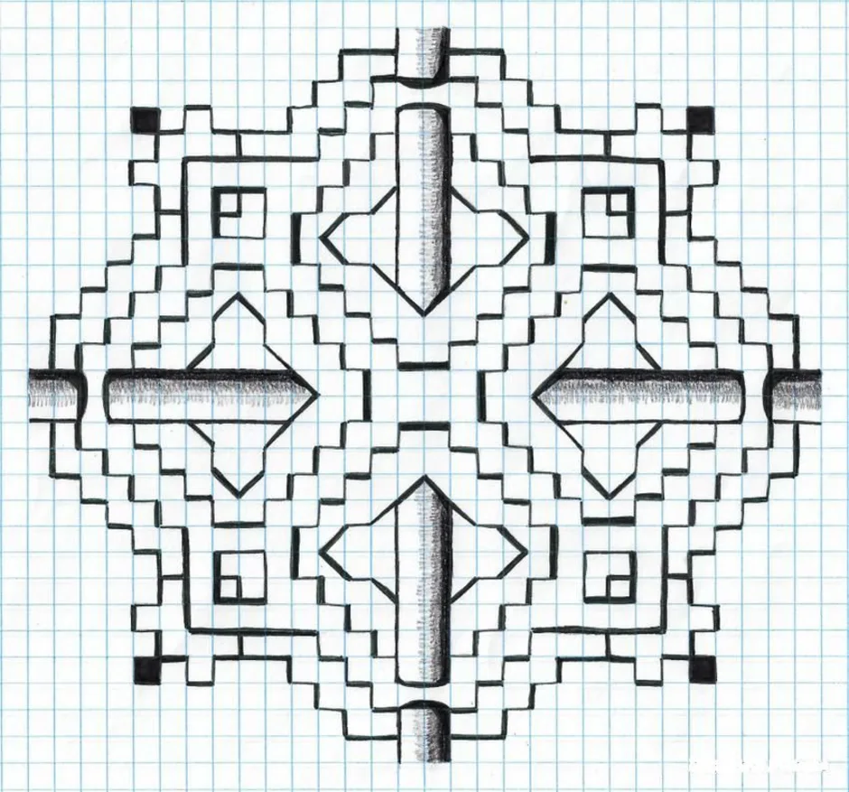 3д геометрические рисунки по клеточкам