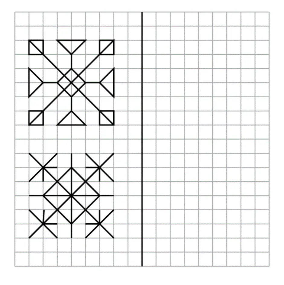 Узоры по математике 2. Графические узоры в клетку. Орнаменты по клеточкам в тетради для детей. Копирование узора по клеточкам. Повторить узор по клеткам.