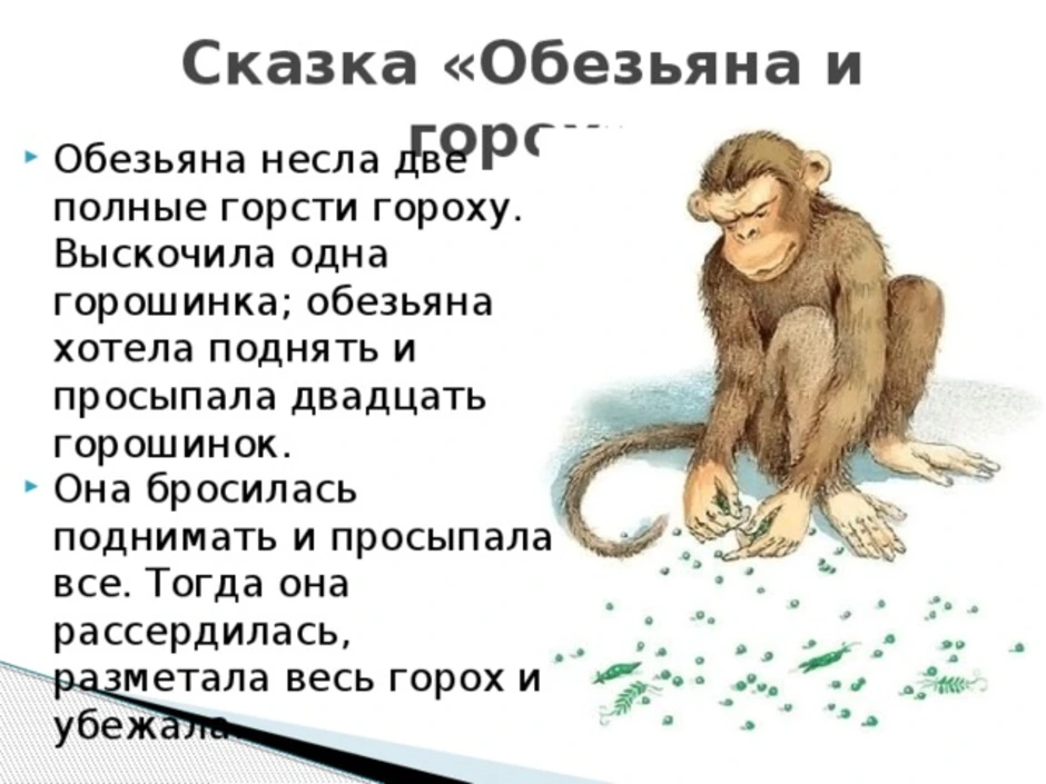 Сжатый пересказ про обезьянку 3 класс. Обезьяна и горох басня Толстого. Л.Н. толстой обезьяна и горох. Рассказ про обезьянку. Рассказ обезьяна и горох.