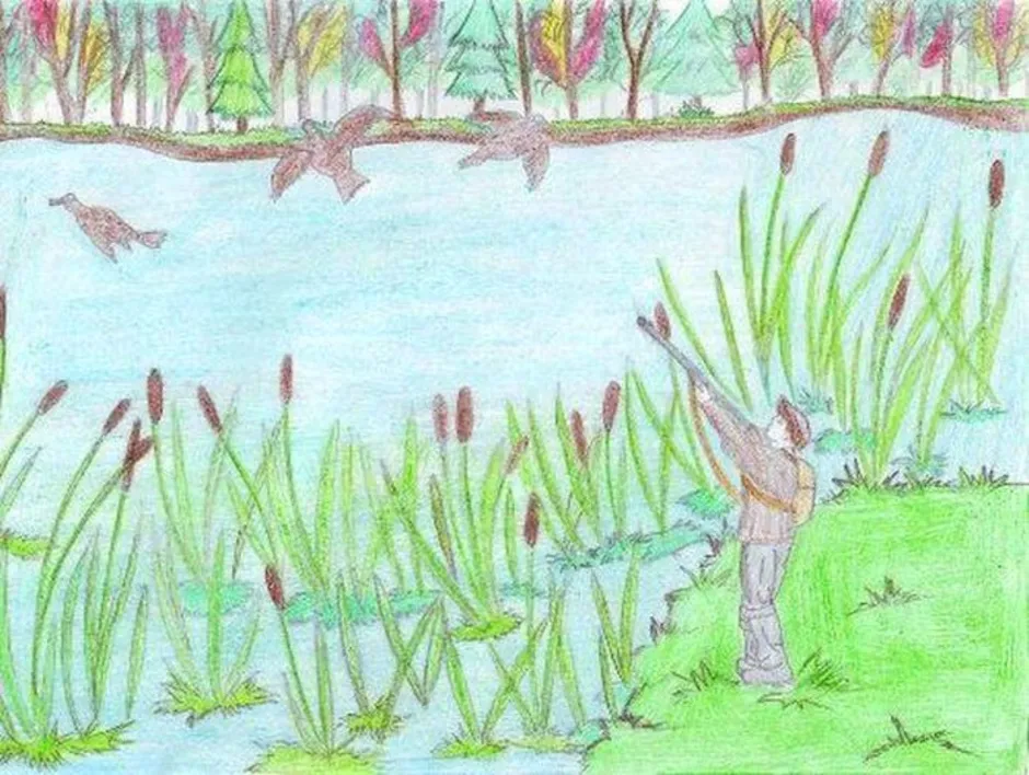 Рисунок к эпизоду васюткино озеро