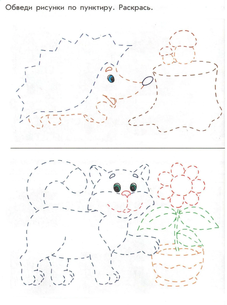 Развивающая раскраска для детей разные контурные линии