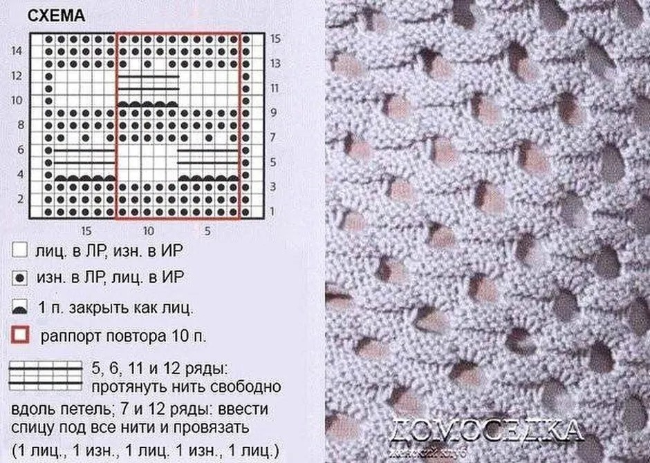 Вязание сеточкой спицами схемы