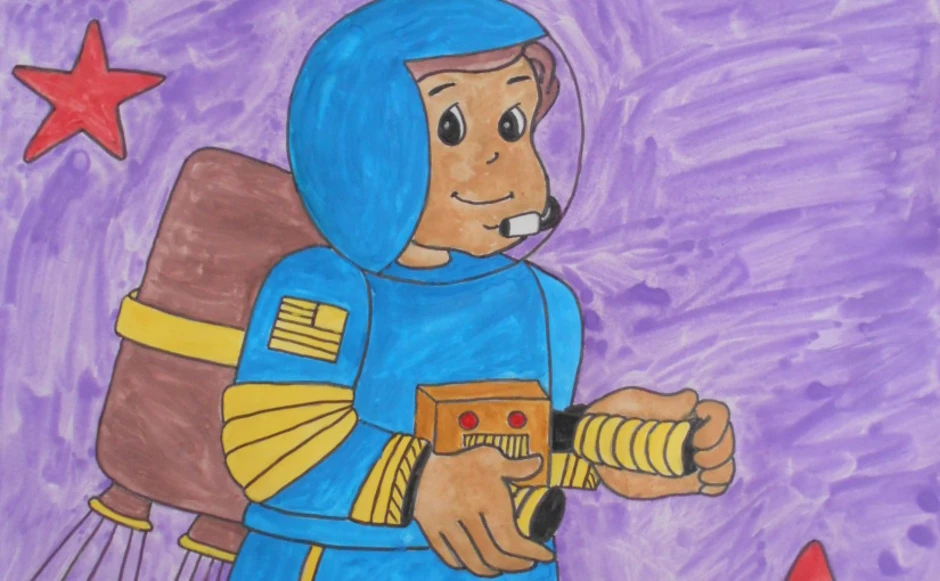Рисунок на тему космонавт. Рисунок на день Космонавта. Космонавт рисунок детский. Рисование космонавт старшая группа.