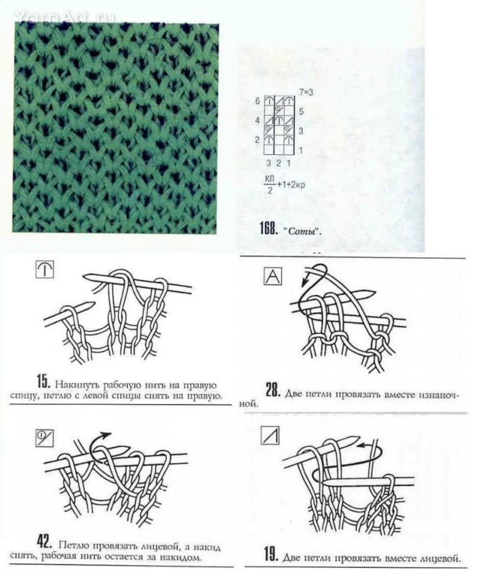 Вязка соты спицами схема