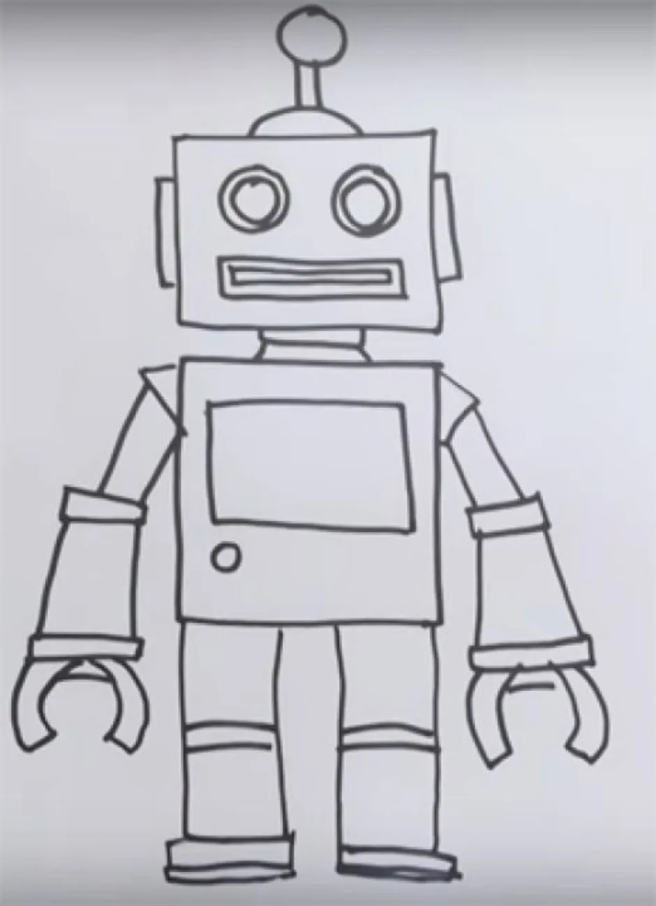 Нарисовать робота 5 класс. Робот рисунок. Робот рисунок простой. Робот рисунок карандашом. Эскиз робота.