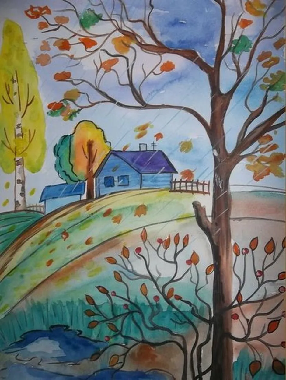 фотография или рисунок родного города сделанные осенью