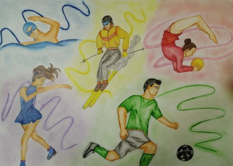 Тема спорт моей жизни. Рисунок на спортивную тему. Детские рисунки на спортивную тему. Детские рисунки про спорт. Рисунок на тему физкультура.