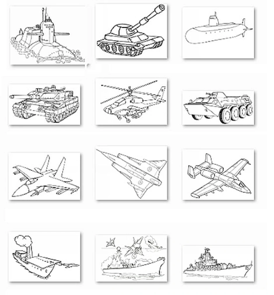 Рисунок танка самолета и корабля для детей