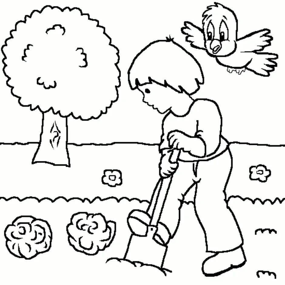 Труд людей весной задания для дошкольников. Раскраска. В огороде. Огород раскраска для детей. Раскраска сад и огород для детей. Раскраски дети копают грядки.