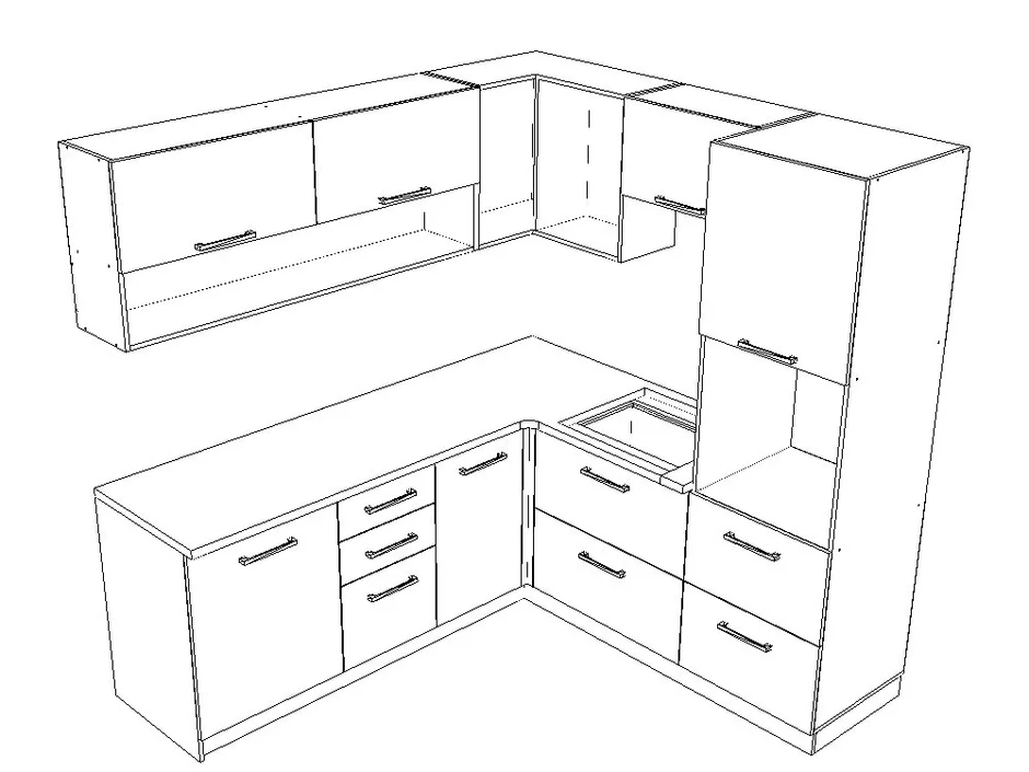 Схема кухни угловой нарисовать