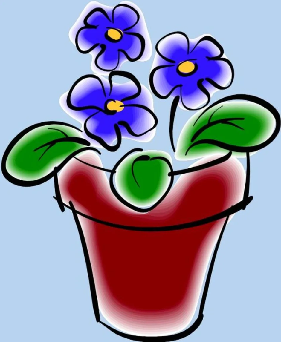 фото нарисованного цветка в горшке
