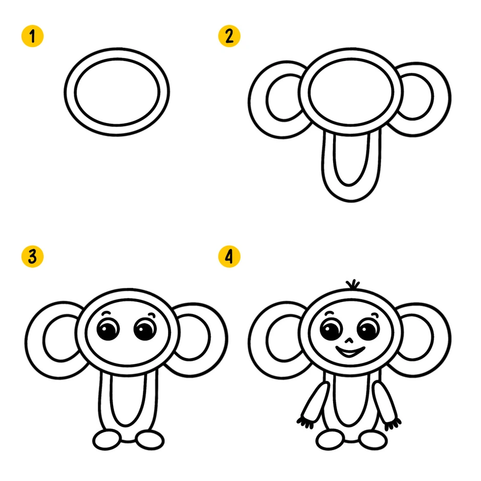 Как рисовать чебурашку картинки