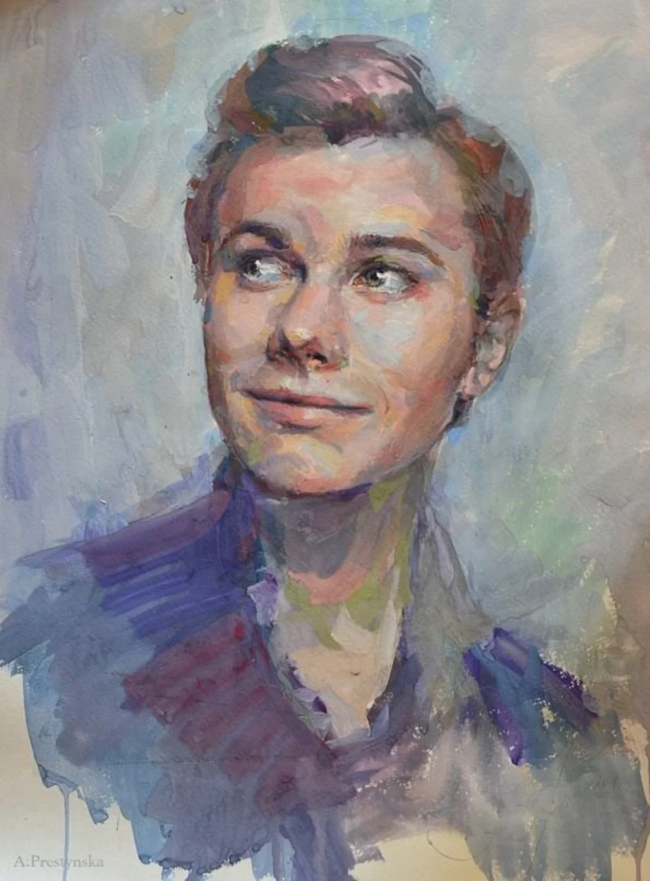 Портрет гуашью. Владимир Сединкин. Gouache portrait. Портрет человека гуашью.