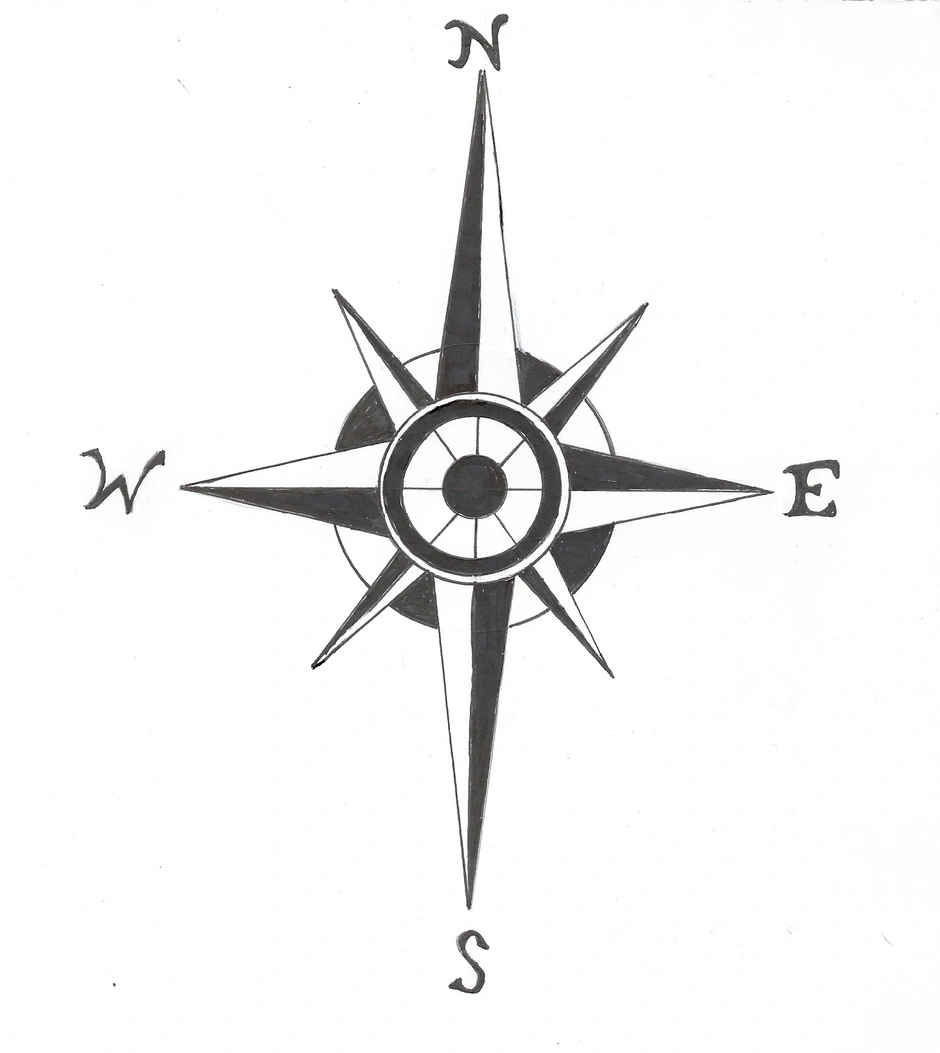 Роза ветров рисунок карандашом
