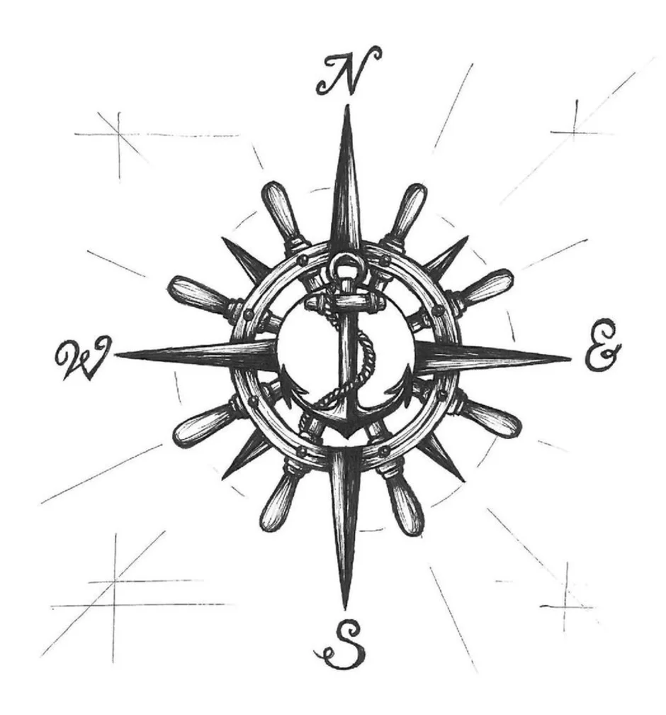 Роза ветров рисунок карандашом