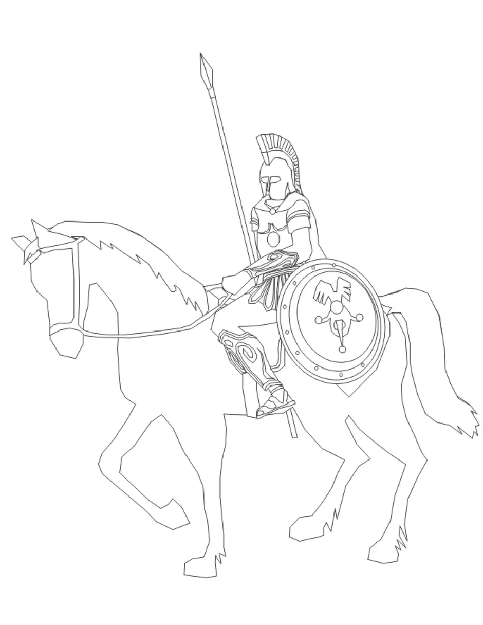 Рыцарь на коне для срисовки
