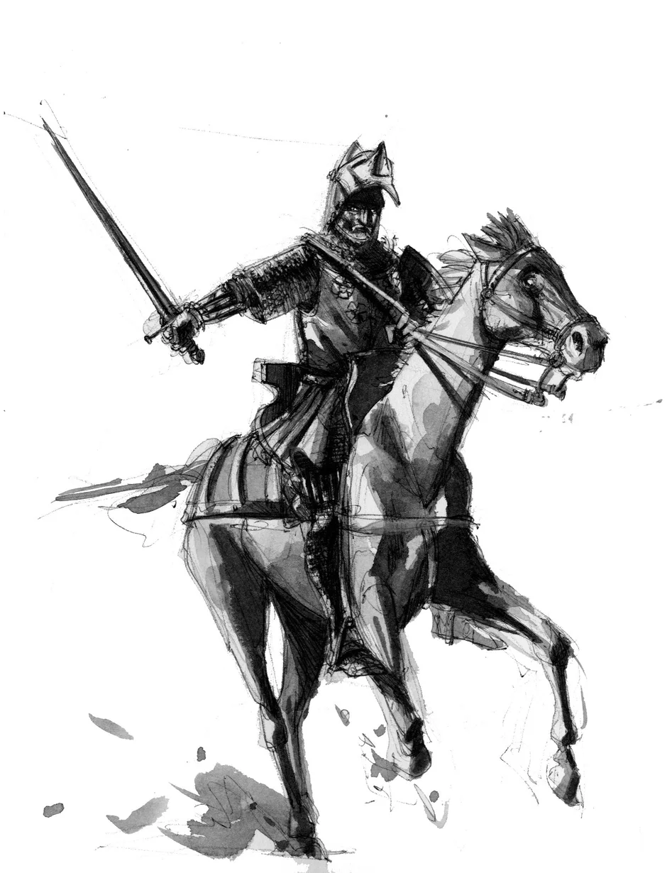Всадник с мечом на коне