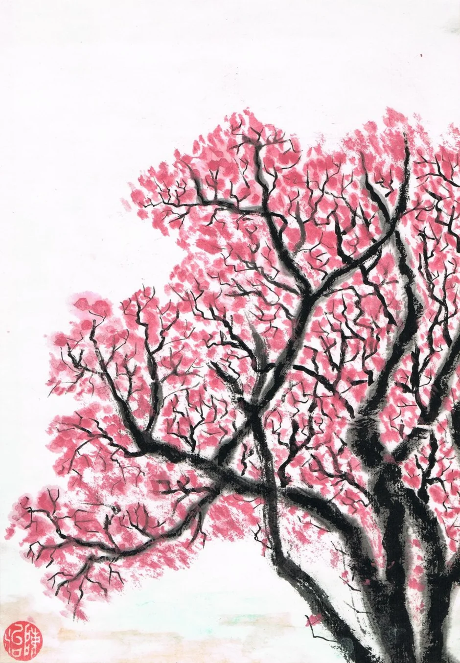 Как нарисовать дерево сакуры. Пуантилизм Сакура. Сакура дерево. Дерево Сакура карандашом. Сакура рисунок.