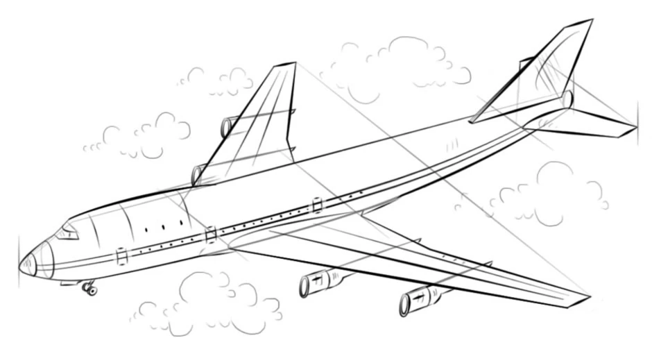 Как нарисовать самолет рисунок