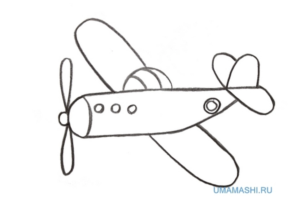 Рисунок самолета карандашом для детей легкие