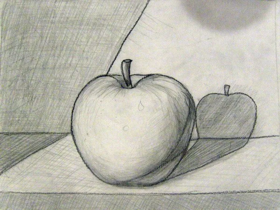 Рисунки на свободную тему легкие 6 класс. Яблоко натюрморт карандашом. Натюрморты с фруктами легкие. Натюрморт простым карандашом. Натюрморт рисунок карандашом.