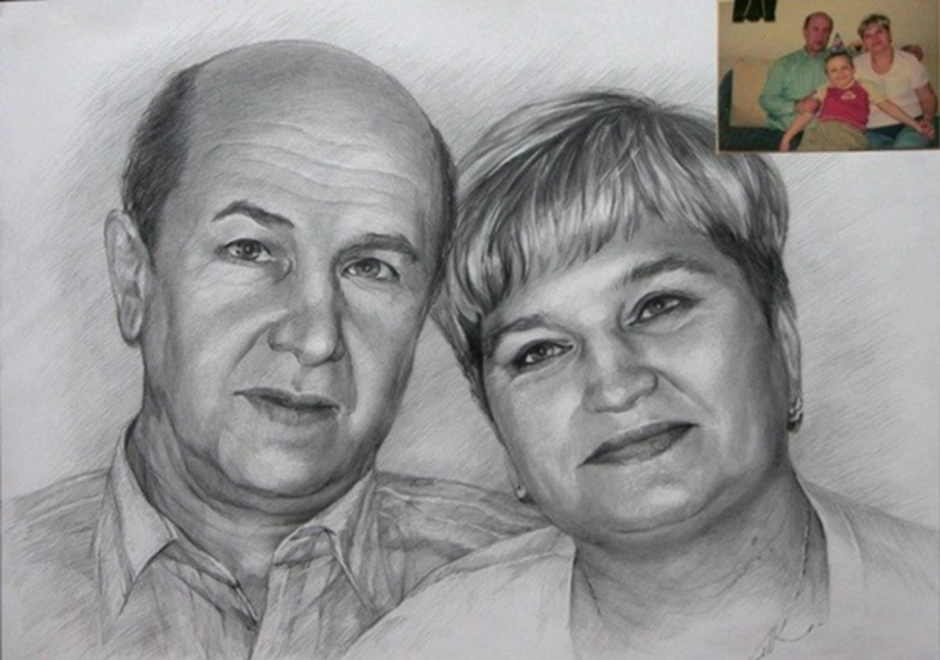 Двойной портрет матери и ребенка. Семейный портрет карандашом. Двойной портрет карандашом. Портрет родителей. Портрет пары карандашом.