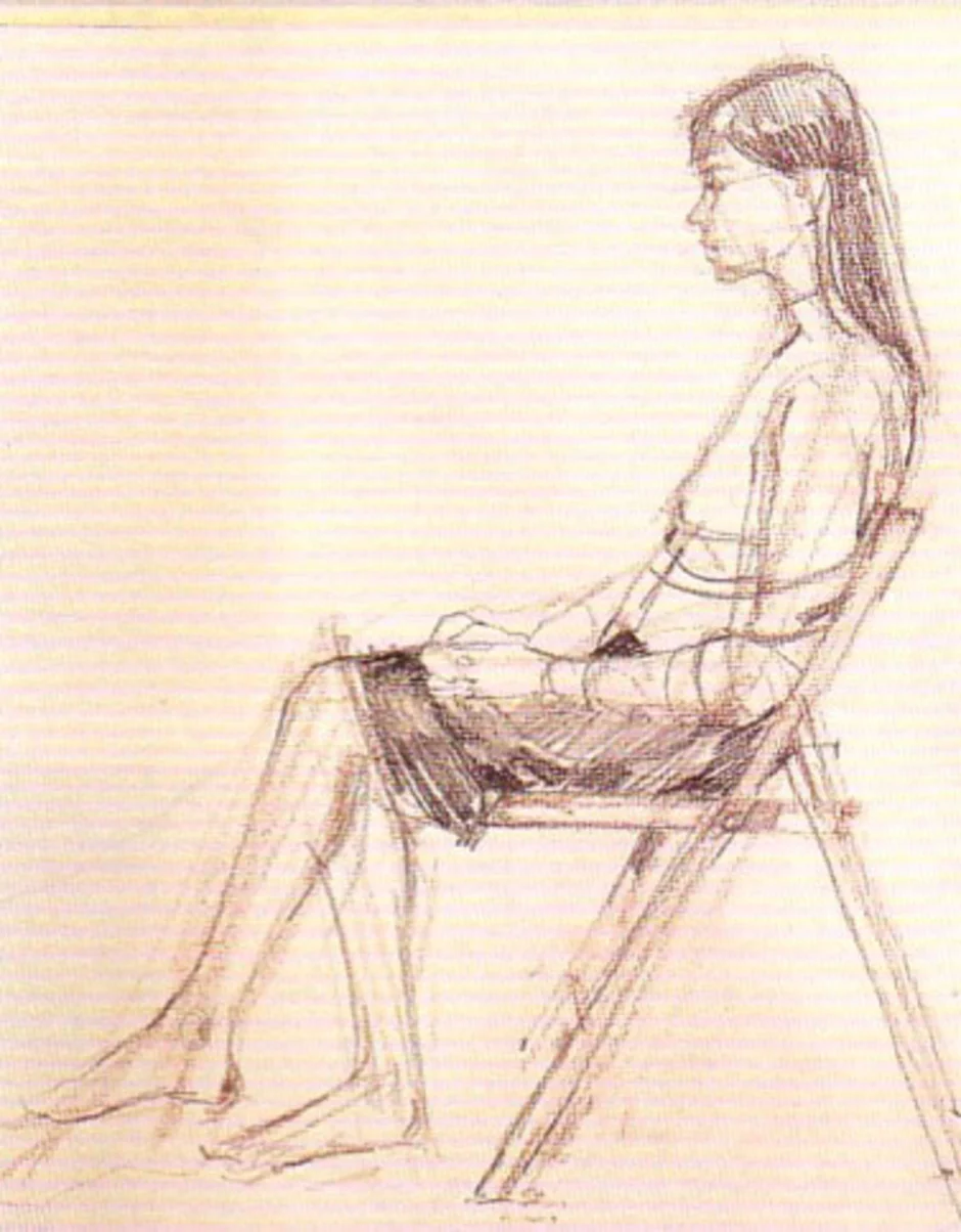 девочка на стуле рисунок