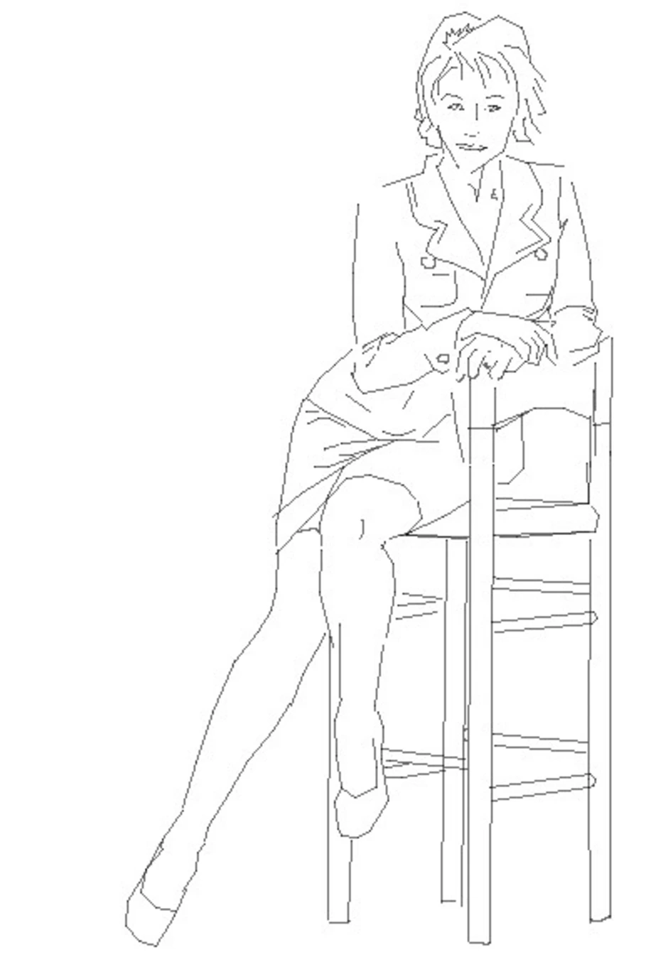 Рисунок девушка в полный рост сидя