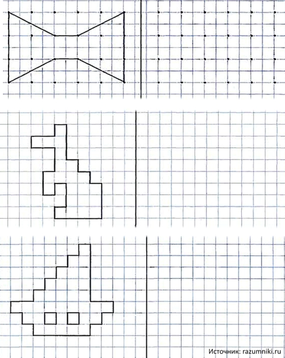 Скопируй рисунок по клеточкам для дошкольников