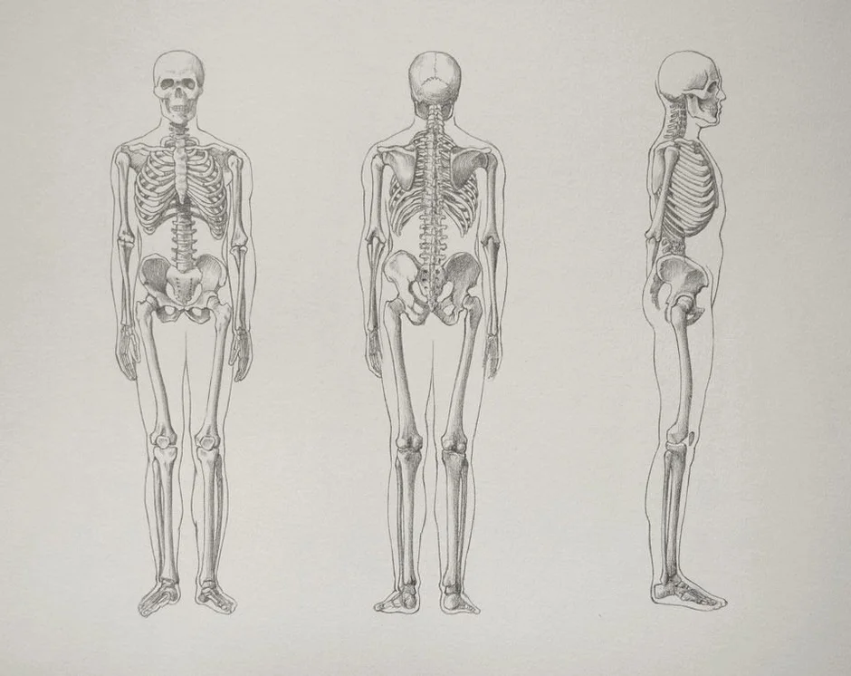Скелет человека в разных ракурсах рисунок