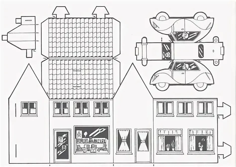 Схема дома из бумаги вырезать и склеить