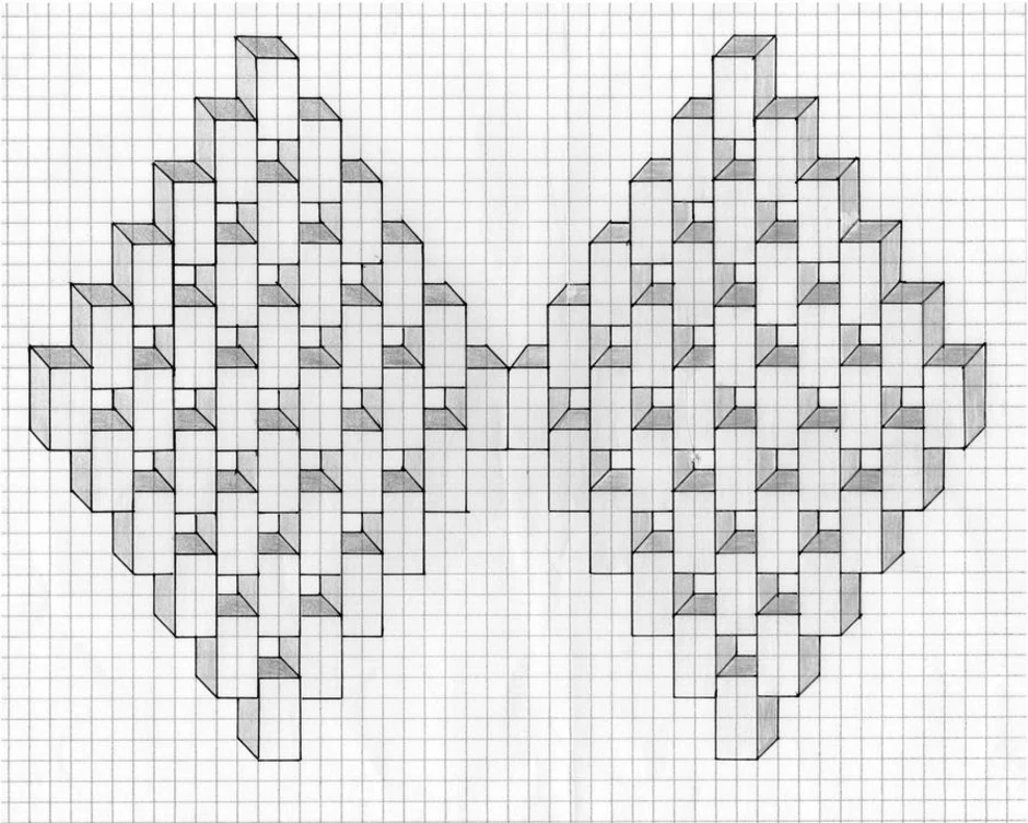 Как нарисовать объемные рисунки по клеточкам