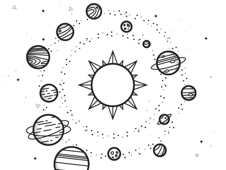Планеты солнечной системы черно белые картинки