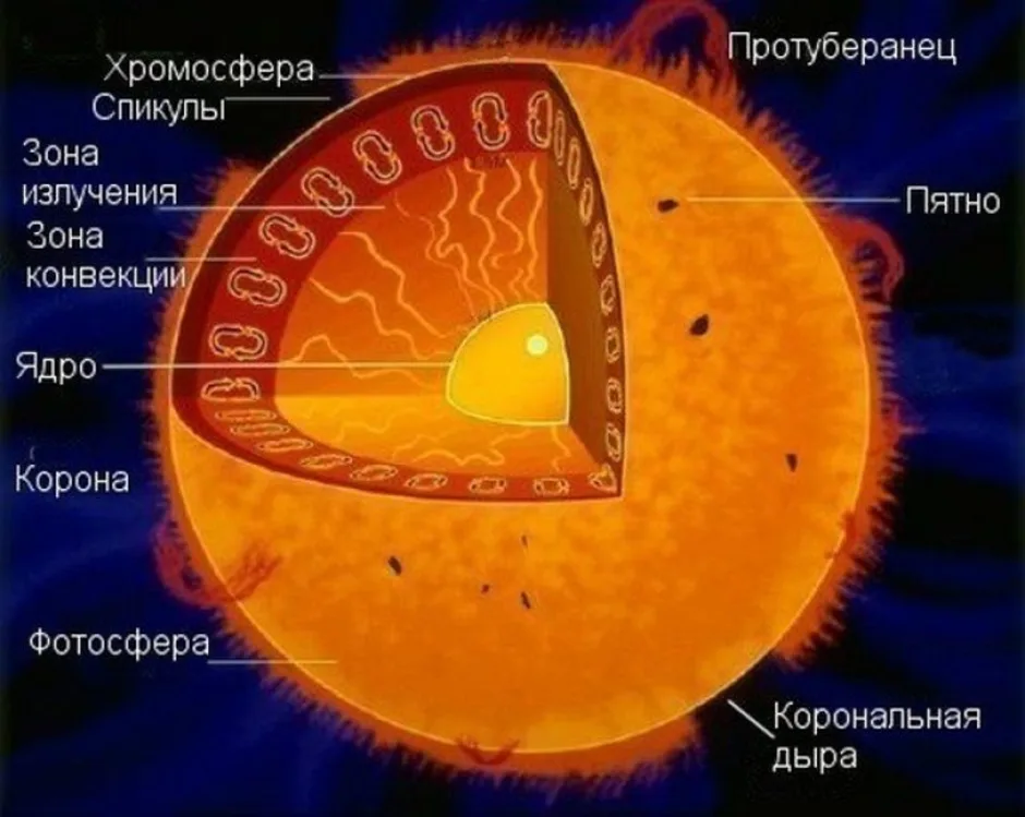 Строение и состав солнца рисунок