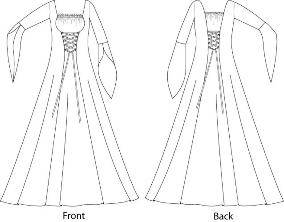 Платье средневековья рисунок