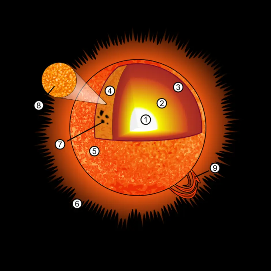 Строение солнца внутреннее картинка