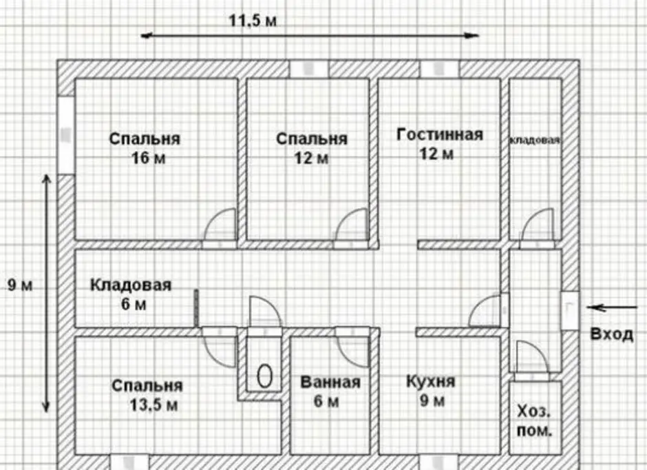 Нарисовать схему комнаты