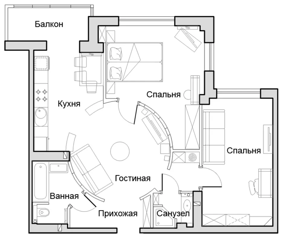 Схема большой квартиры