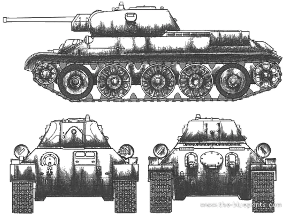 Т 34 нарисовать спереди