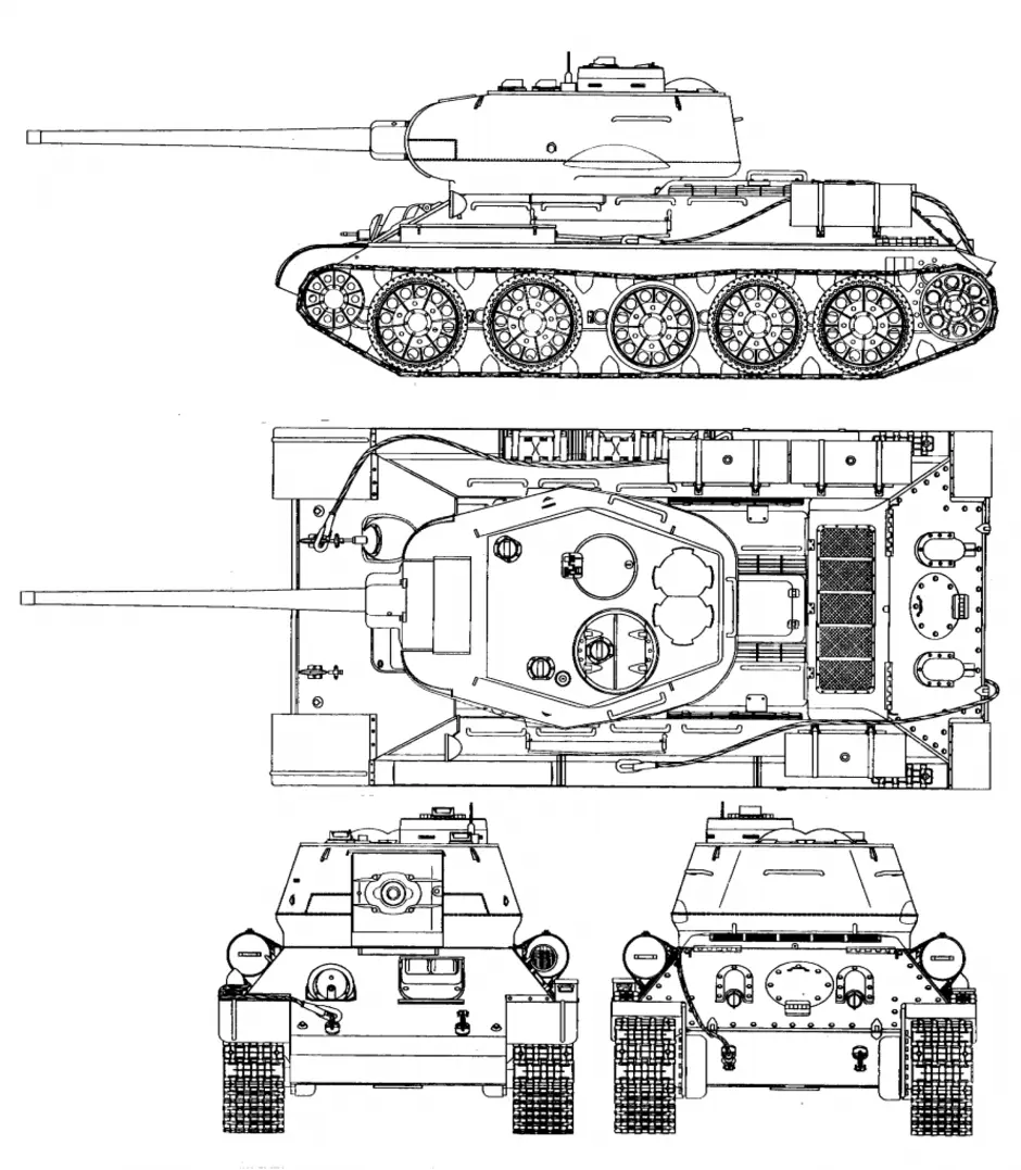 Т 34 чертежи и размеры