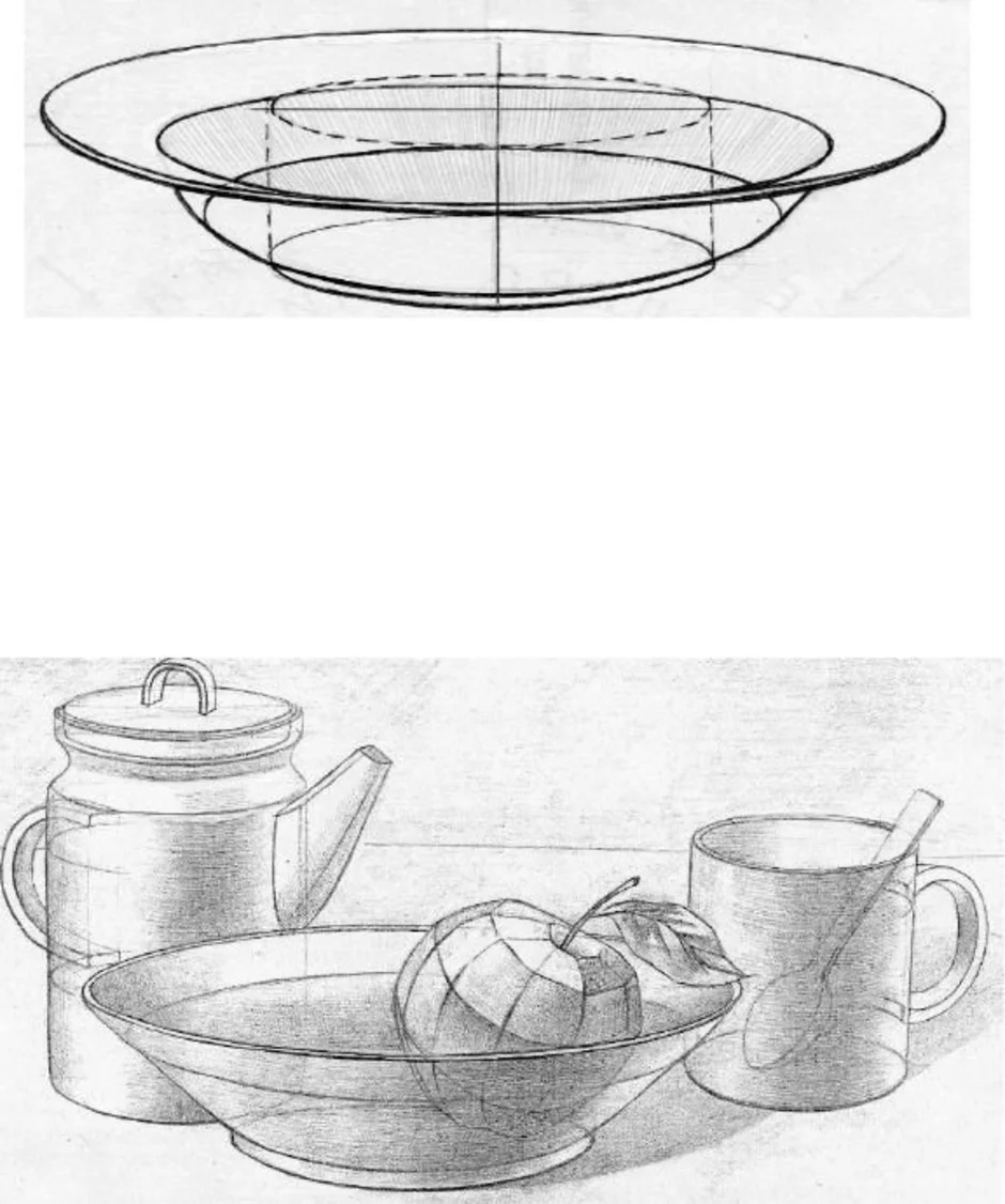 Конструктивный рисунок чашки