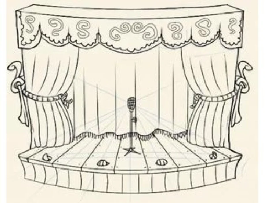 Как нарисовать изнутри театр