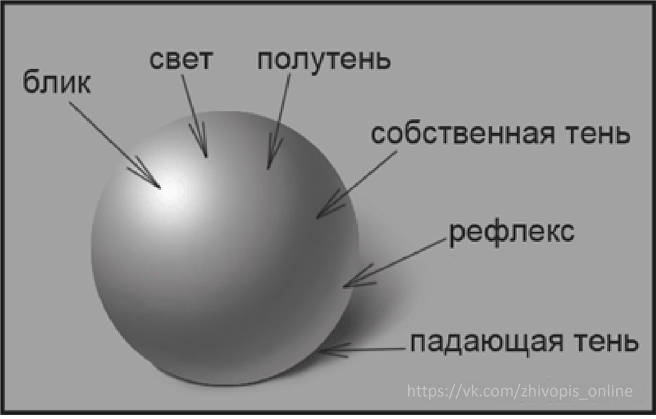 Тень полутень рефлекс в рисунке