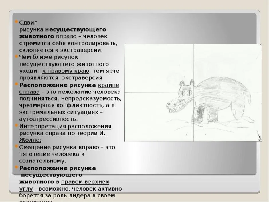 Анализ рисования. Расположение рисунка. Анализ несуществующего животного. Разбор рисунка несуществующее животное.